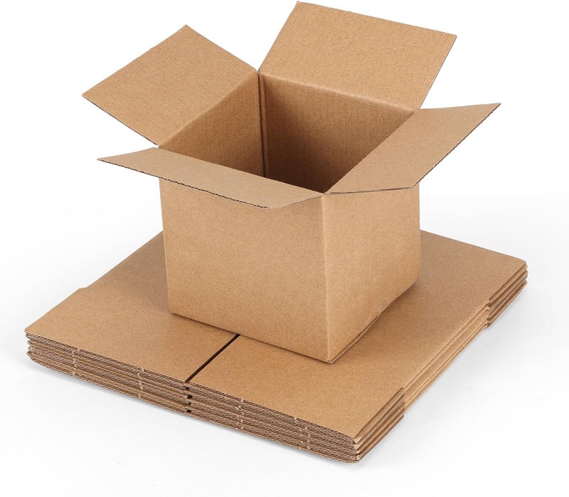 ZBEIVAN Shipping Boxes Mailers 4x4x4 inches Corrugated Cardboard Small Packing Kraft Moving Mailing Box, Pack of 6 - Image 1